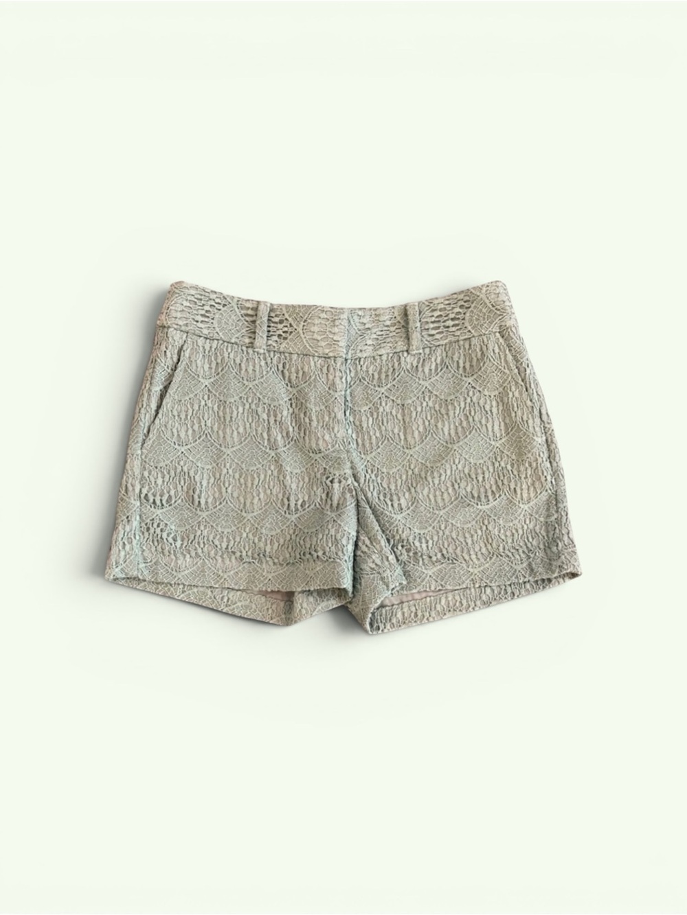 LOFT Lace Overlay Shorts in Sage Green NWT - Picture 3 of 10